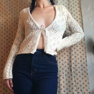 SOLD | THE LIMITED Crochet Tie Front Cardigan